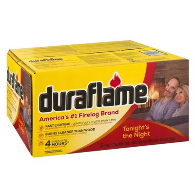 Duraflame  4 Hour Burning Firelogs for Long Lasting Fireplaces, Bonfires, Campfires, 6 Pounds Each, 6 Pack | Target