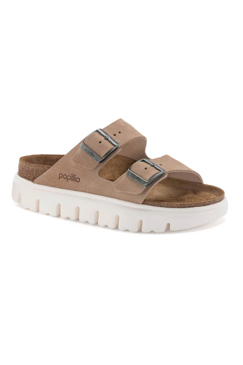 Papillio by Birkenstock Arizona Chunky Suede Sandals for Women in Sand Brown | Glik's
