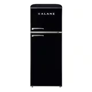Galanz 10.0 cu. ft. Retro Top Freezer Refrigerator with Dual Door True Freezer, Frost Free in Bla... | The Home Depot