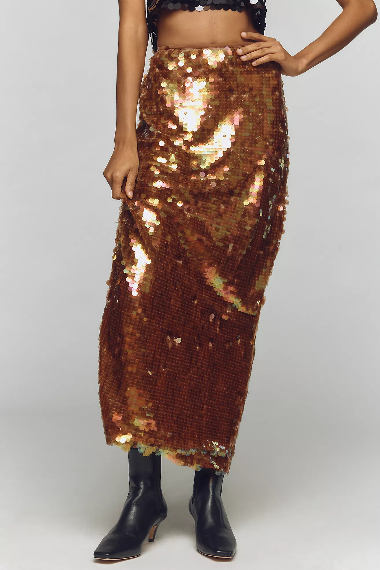 Maeve Iridescent Sequin Maxi Skirt | Anthropologie (US)