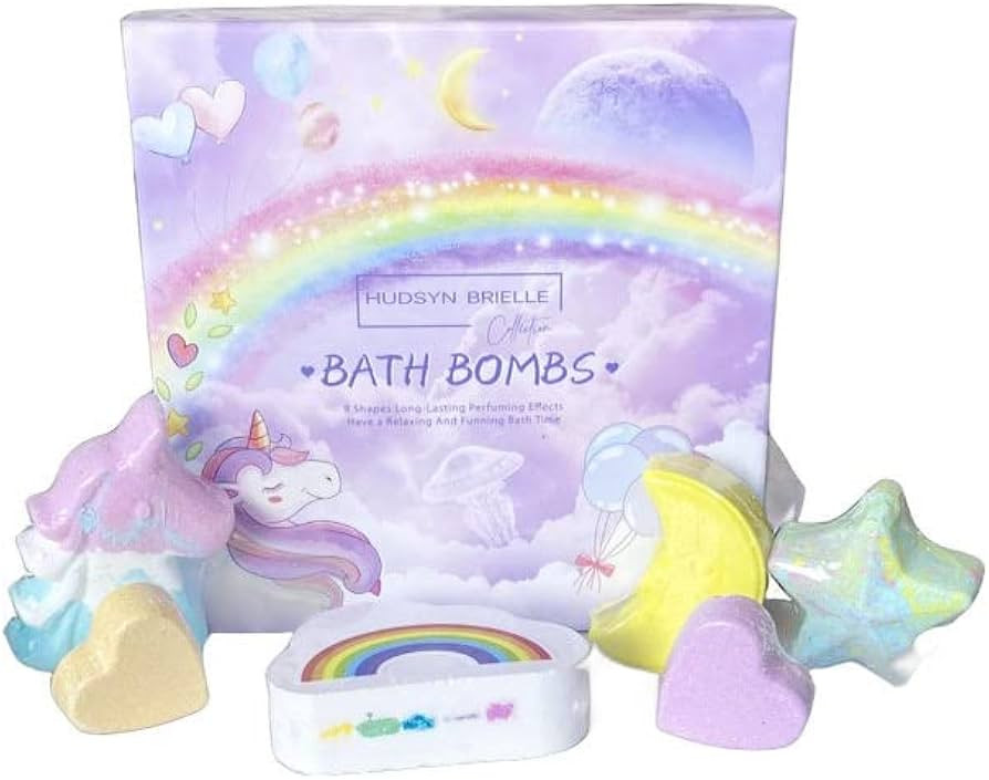 Hudsyn Brielle Collection Rainbow Unicorn Bath Bomb Set for Girls I 9 PCS Handmade Bubble Bath Fi... | Amazon (US)