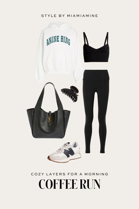 Weekend outfit ideas / travel outfit 
Anine bing hoodie on sale 
Alo leggings on sale
New balance sneakers back in stock
Saint Laurent tote
Nordstrom knit bra under $50



#LTKSaleAlert #LTKShoeCrush #LTKFitness