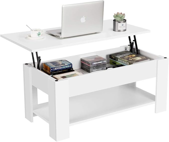 YAHEETECH Lift Top Coffee Table with Hidden Compartment and Storage Shelf - Lift Tabletop for Liv... | Amazon (US)