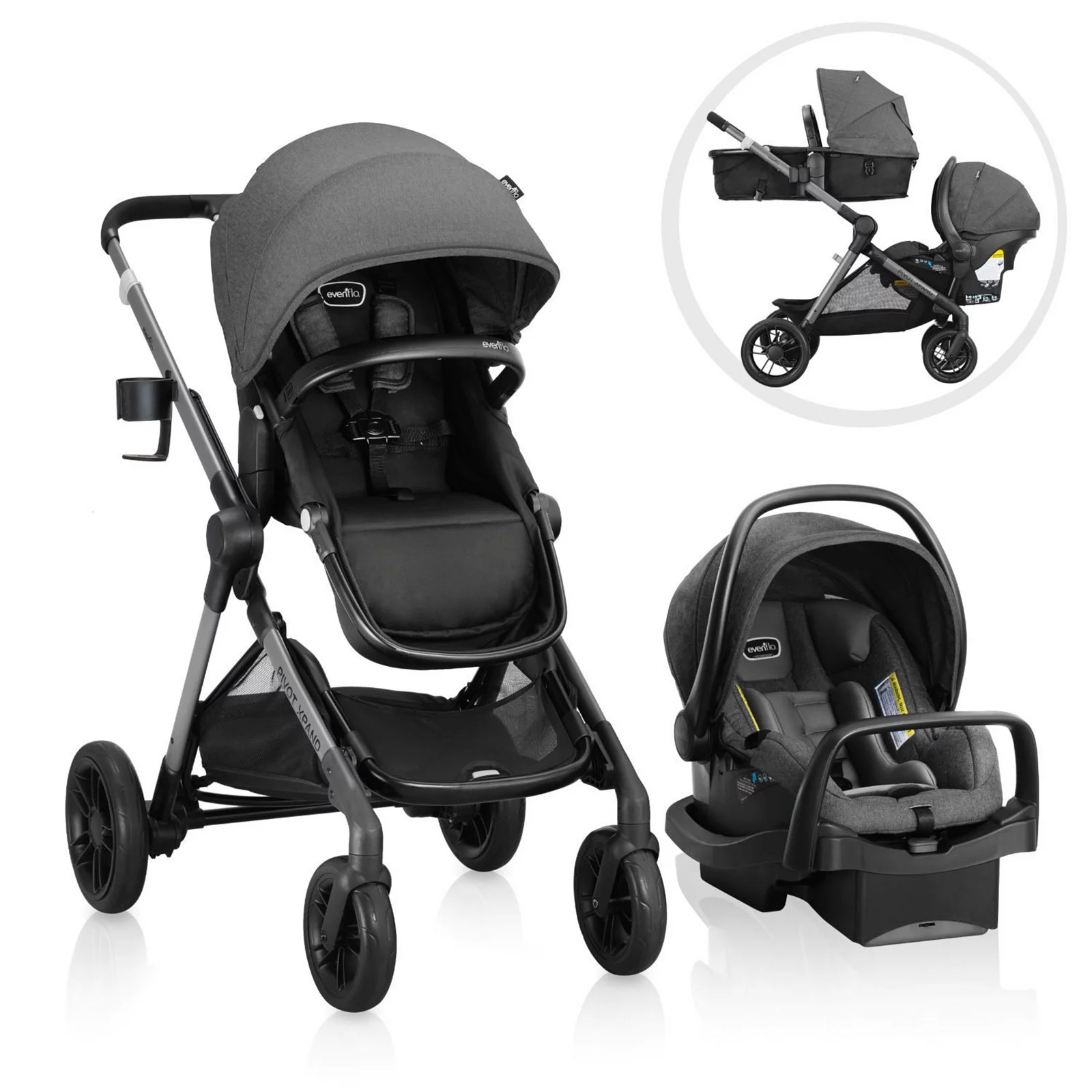 Evenflo Pivot Xpand Modular Travel System with LiteMax Car Seat, Sabino Gray | Kohl's