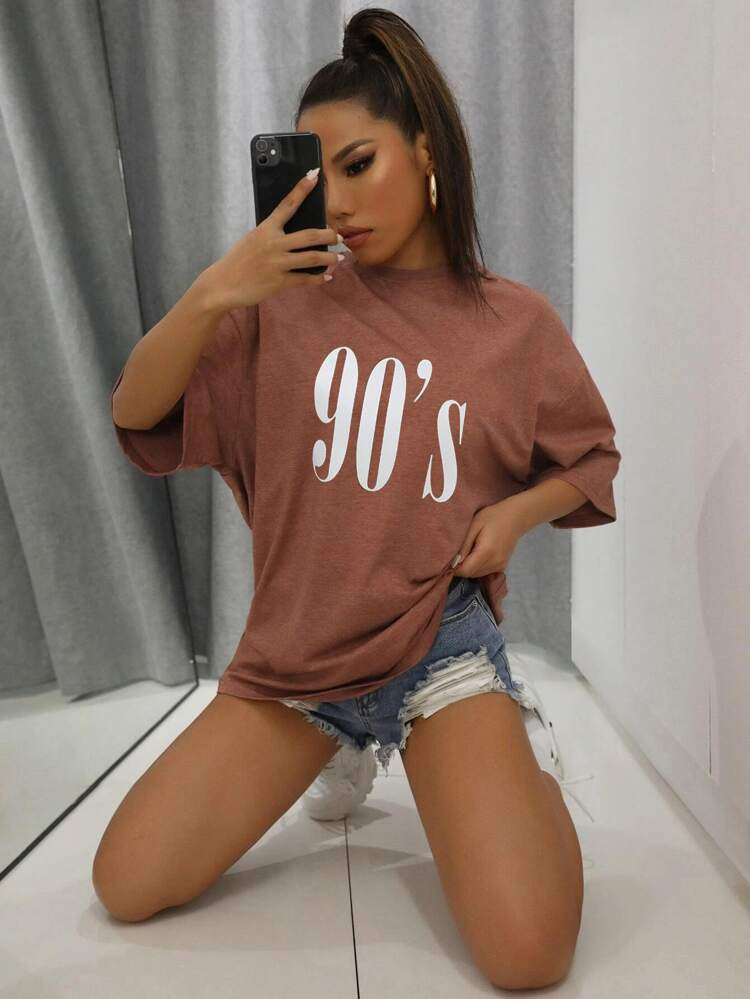 Letter Graphic Drop Shoulder Oversized Tee | SHEIN