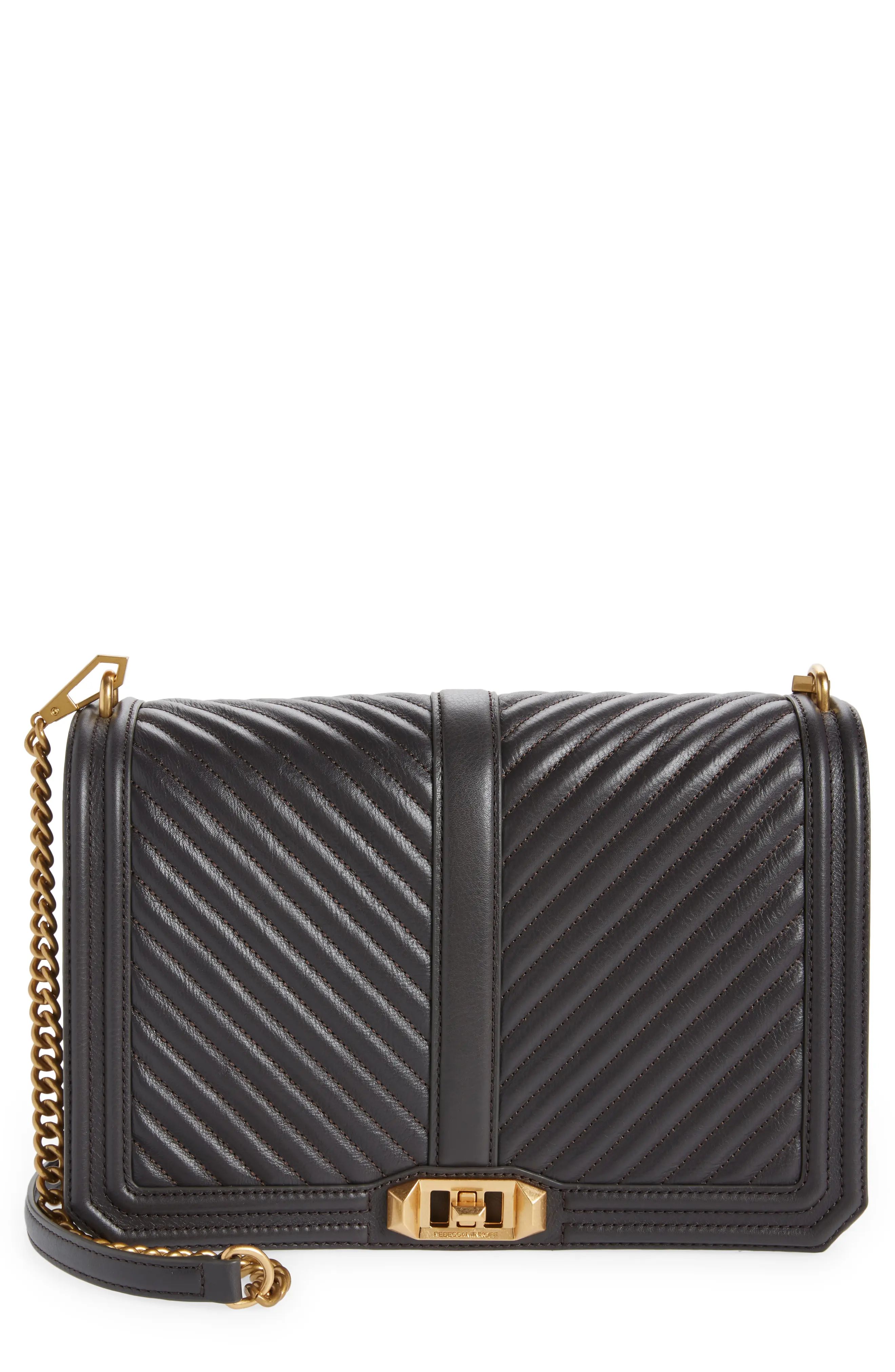 Rebecca Minkoff Chevron Quilted Jumbo Love Crossbody in Graphite at Nordstrom | Nordstrom