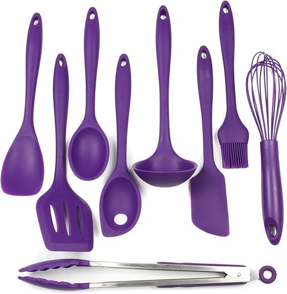 Chef Craft Premium Silicone Kitchen Tool and Utensil Set, 9 Piece, Purple | Amazon (US)