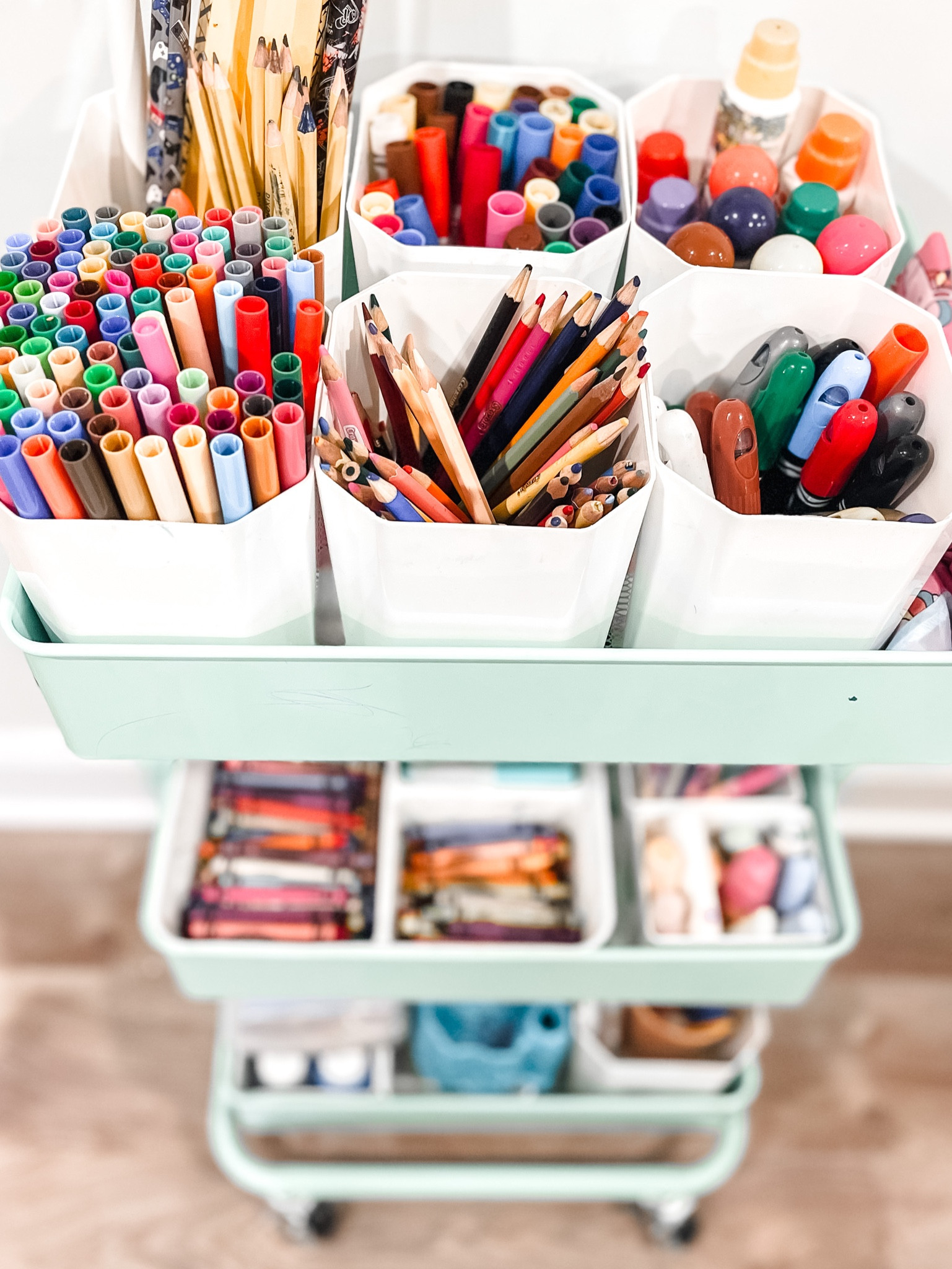 Create a homework station using a cart or caddy. Carts are great for organizing all the supplies and creative art supplies. A caddy is perfect for just the homework essentials and can be moved from desk to tabletop.

#LTKhome #LTKfamily #LTKkids