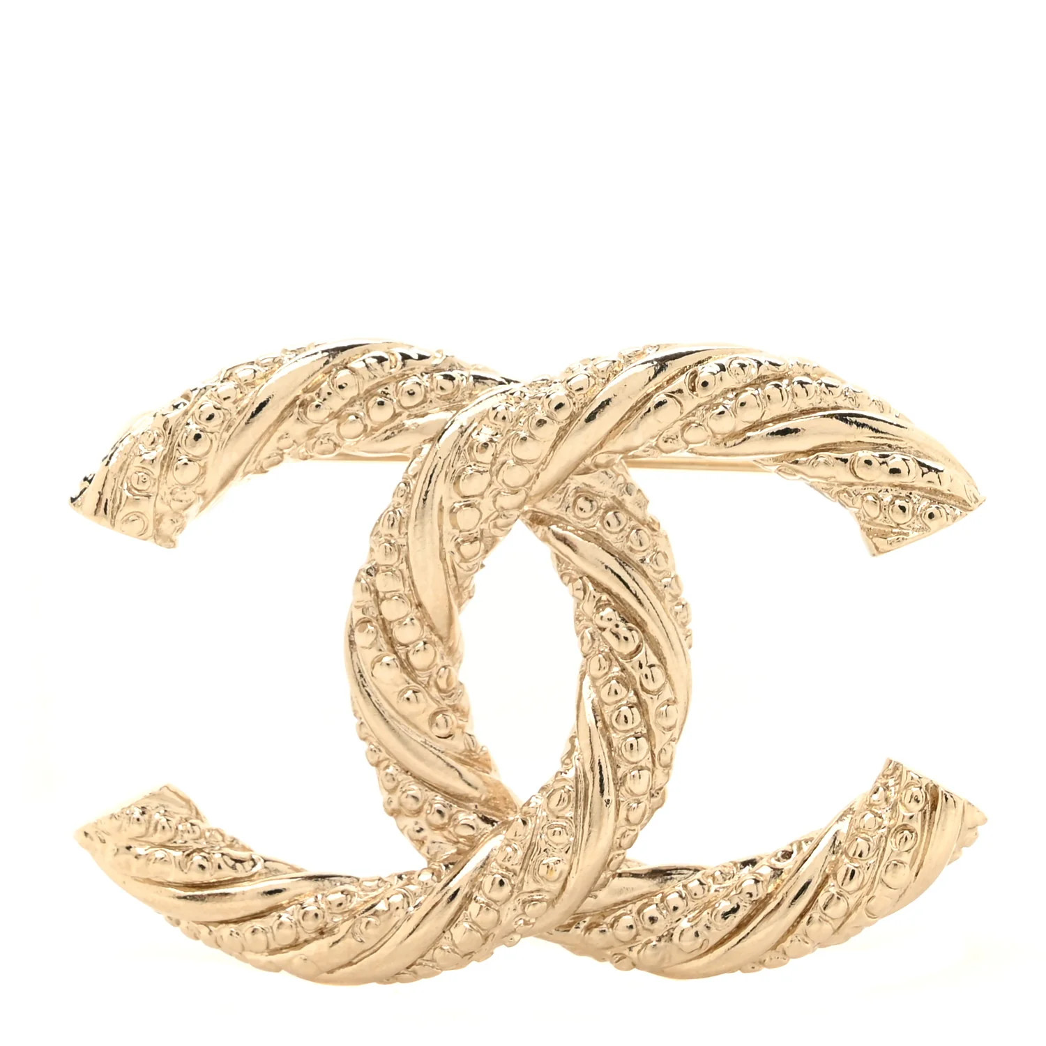 Twisted CC Brooch Light Gold | FASHIONPHILE (US)