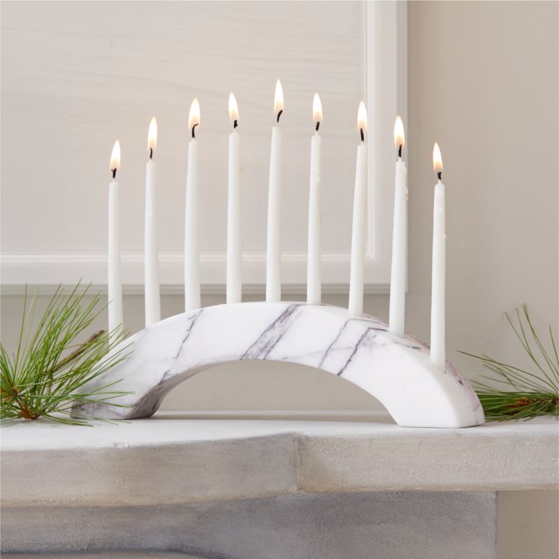 White Marble Menorah Candle Holder + Reviews | CB2 | CB2