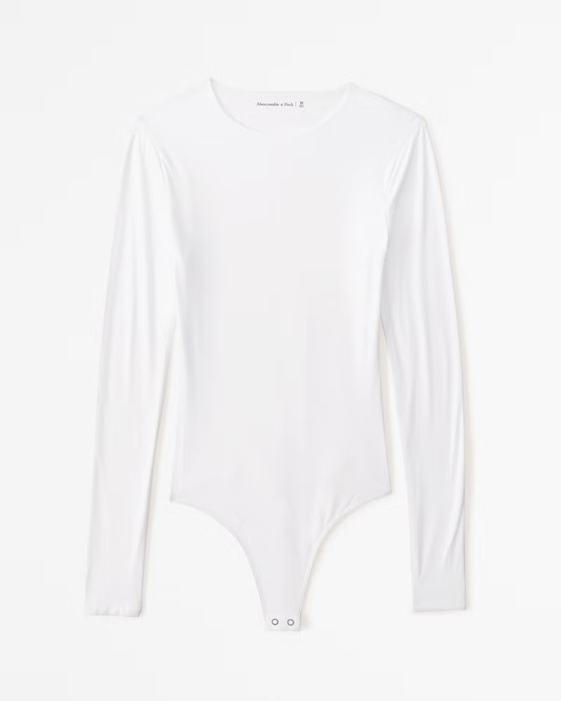 Abercrombie & Fitch Women's Soft Matte Seamless Long-Sleeve Crew Bodysuit in White - Size XXS | Abercrombie & Fitch (US)