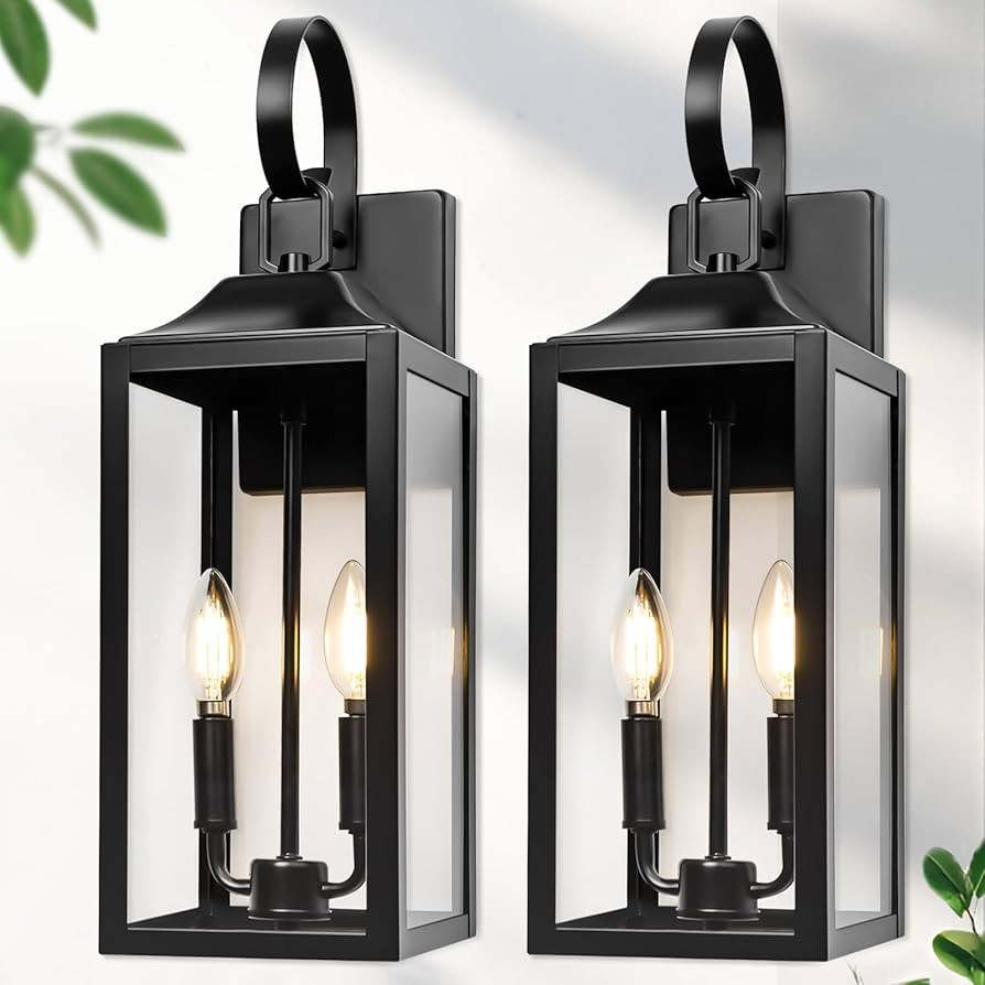 19" Large Outdoor Wall Lights - Black Outside Wall Mounted Light Fixture, Exterior Lighting Fixtu... | Amazon (US)