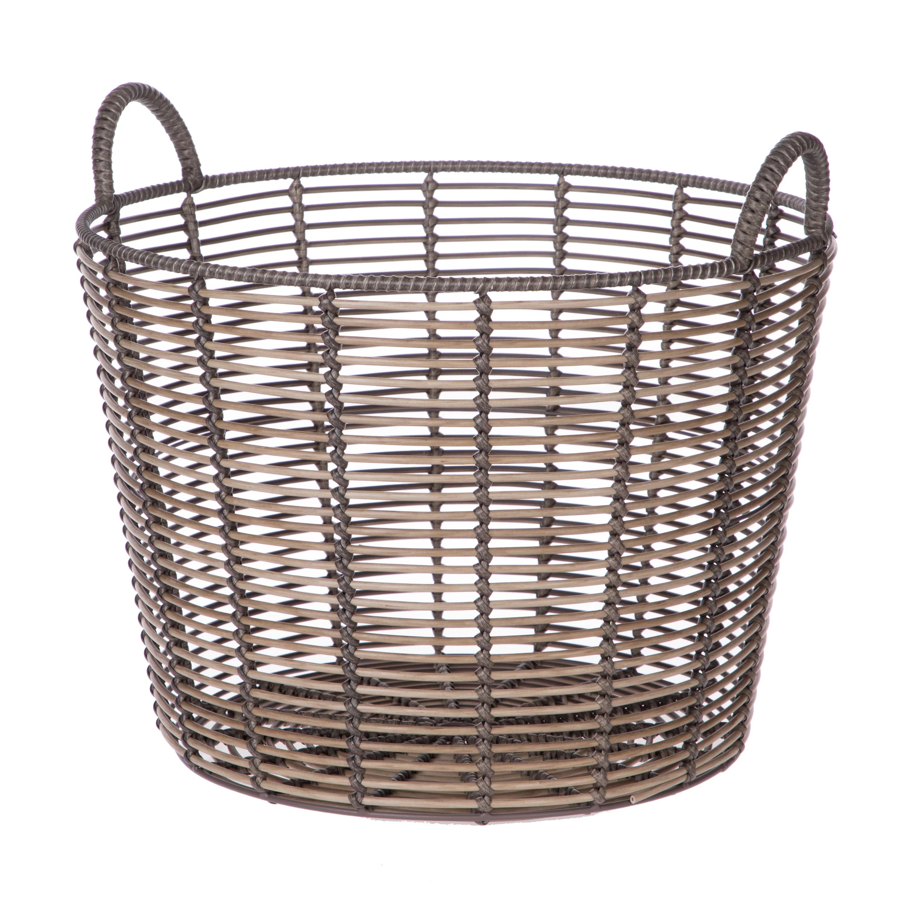 Better Homes & Gardens Extra Large Round Poly Rattan Storage Basket with Handles | Walmart (US)
