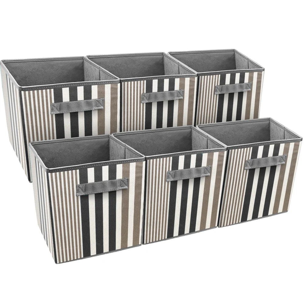 Sorbus Foldable Storage Cube Basket Bin, Vertical Stripe Line Pattern (6 Pack, Black) (Storage Cube  | Bed Bath & Beyond