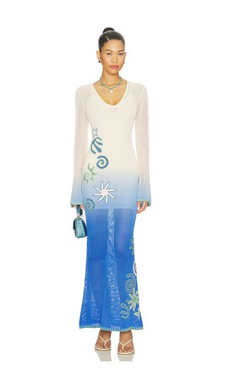 The Wolf Gang Malaga Maxi Dress in White,Blue. - size M | Revolve Clothing (Global)