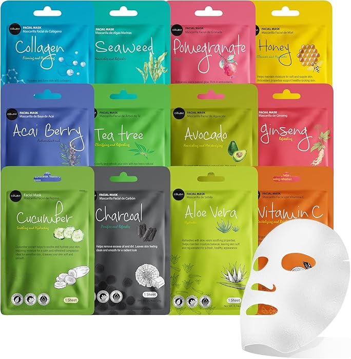 Celavi Essence Facial Sheet Face Mask Variety Set Classic Authentic Korean Moisturizing Skincare ... | Amazon (US)