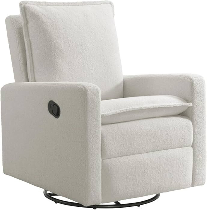 Oxford Baby Uptown Upholstered Swivel Glider and Recliner Nursery Chair, Boucle White | Amazon (US)