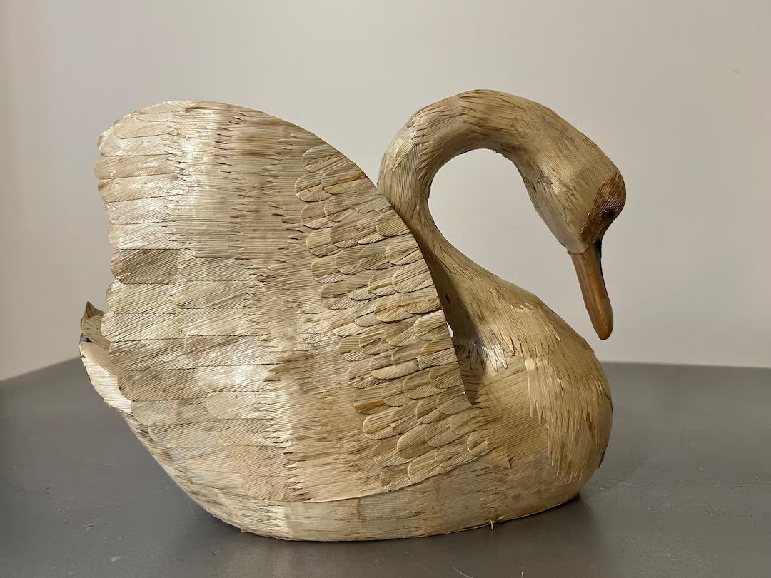 Vintage Folk Art Corn Husk Swan Figurine | Etsy (US)