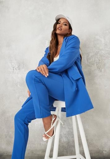 Tall Blue Co Ord Missguided Tailored Grandad Blazer | Missguided (US & CA)