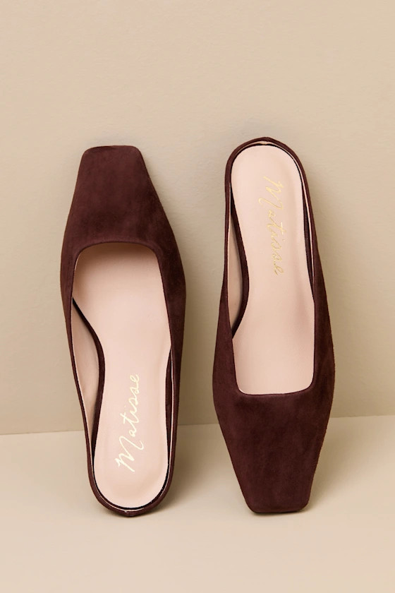 Classy Cappuccino Suede Leather Kitten Heel Mules | Lulus