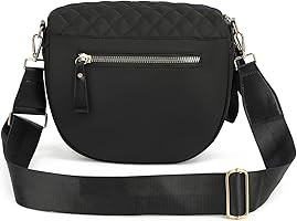 Bum Bag for Women Quilted Nylon Crossbody Shoulder Bag Large Belt Purse Fanny Packs (Black) | Amazon (US)
