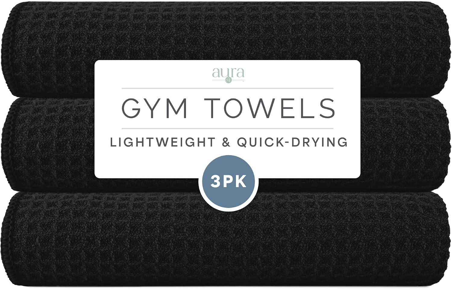 S&T INC. Microfiber Gym Towels, 3 Pack, 16" x 27", Honeycomb Black | Amazon (US)