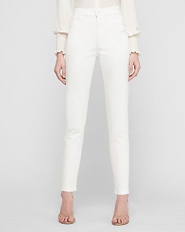 Super High Waisted White Straight Ankle Jeans | Express