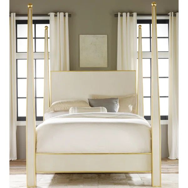Abstract Solid Wood Low Profile Four Poster Standard Bed with Mattress | Wayfair Professional