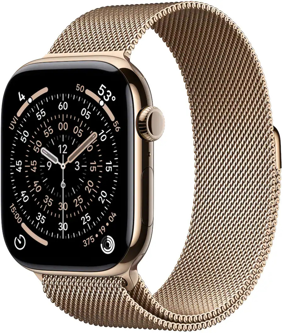 Apple Watch Series 11 (GPS+Cellular) 46mm Titanium Case with Gold Milanese Loop - S/M - Gold - (2... | Best Buy U.S.