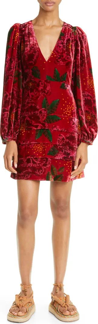 Shiny Flowers Long Sleeve Minidress | Nordstrom