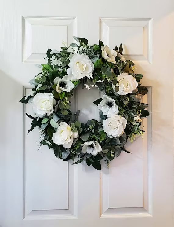 White Rose and Lambs Ear Wreath Wedding Wreath farmhouse | Etsy | Etsy (US)