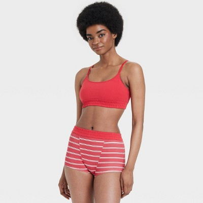 Women's Bralette and Boy Shorts Set - Colsie™ Brilliant Red M: Solid Knit Undergarment, | Target