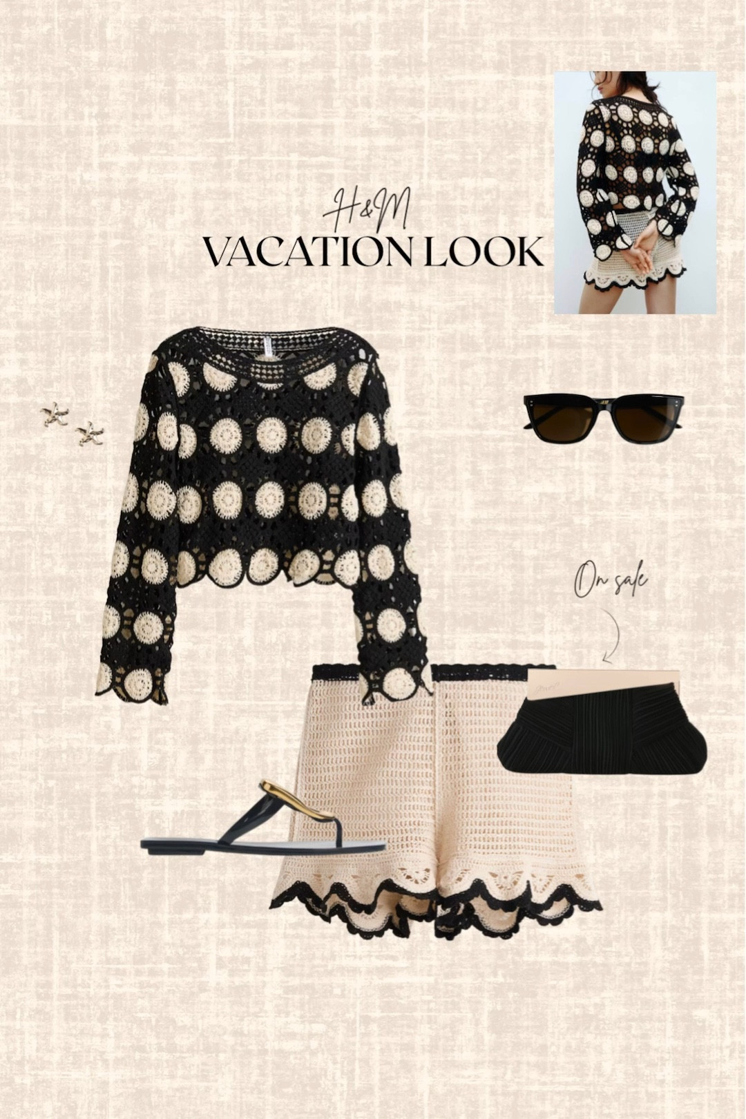 H&M Vacation Look! 

Crochet top, shorts, clutch, sunglasses, earrings, sandals

#LTKootd #LTKSeasonal