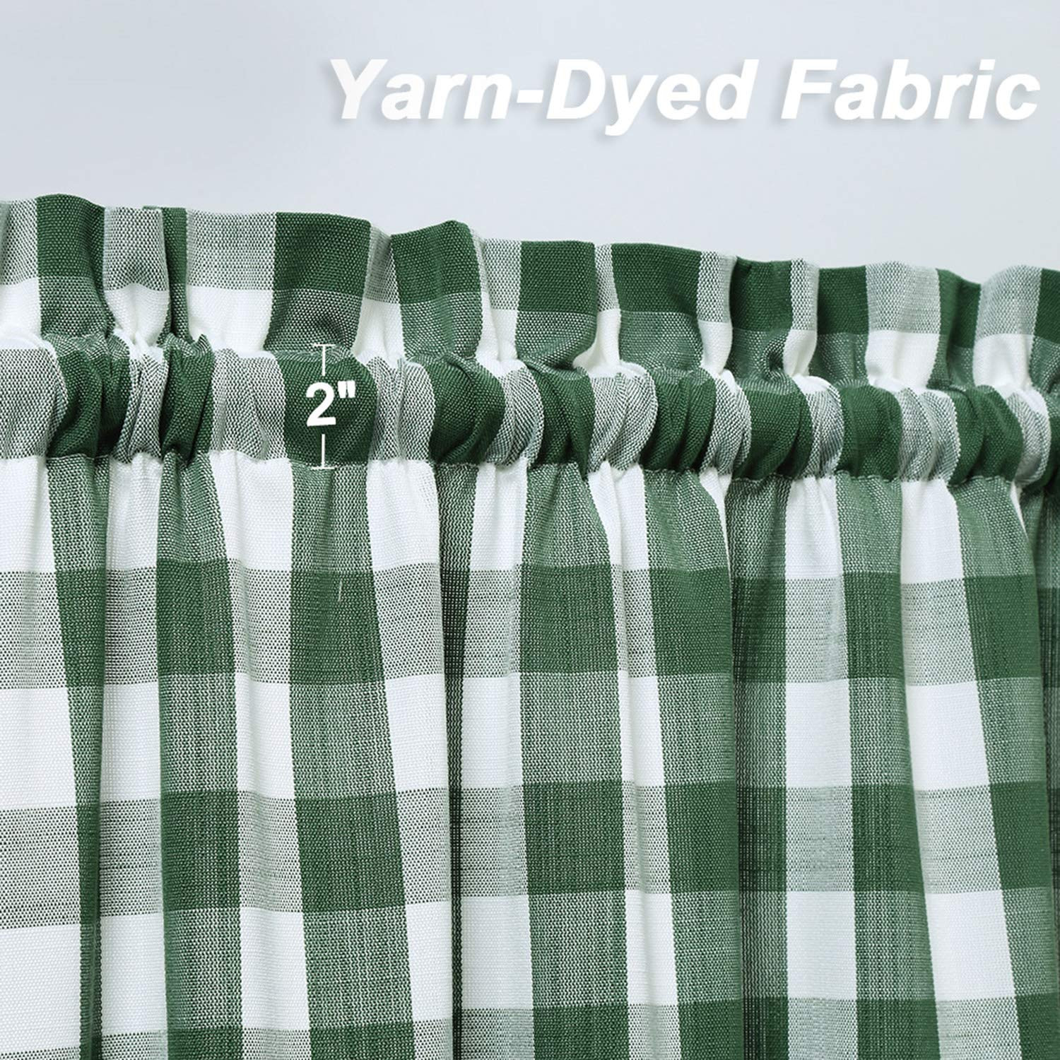 Kitchen Curtains, Sage Buffalo Plaid Small Tier Curtains Bathroom Window Curtains, 30 Inch Check ... | Amazon (US)