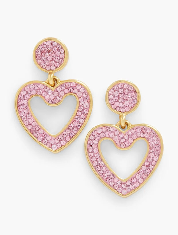 Pave Heart Drop Earrings | Talbots