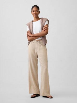 High Rise Linen-Blend Wide-Leg Pants | Gap Factory
