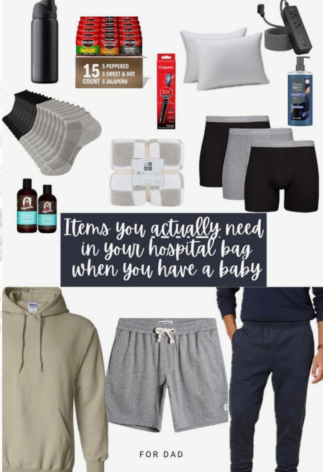 Hospital bag essentials for dad when you have your baby! My husband lived in comfy clothes and cozy sweatshirt. #pregnancy #hospitalbag #pregnant #maternity #laboranddelivery #postpartum 

#LTKGiftGuide #LTKMens #LTKBaby