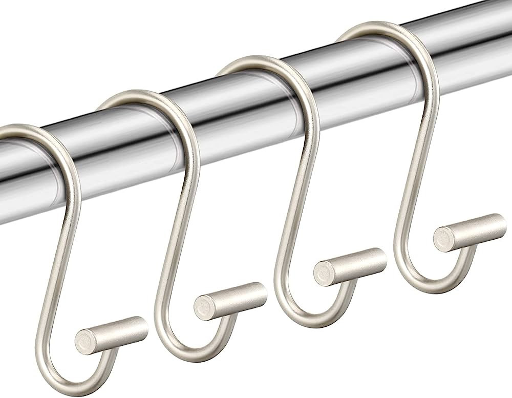 Nickel Shower Curtain Hooks,Rust Proof Shower Curtain Rings for Bathroom,T-Bar Metal Decorative S... | Amazon (US)