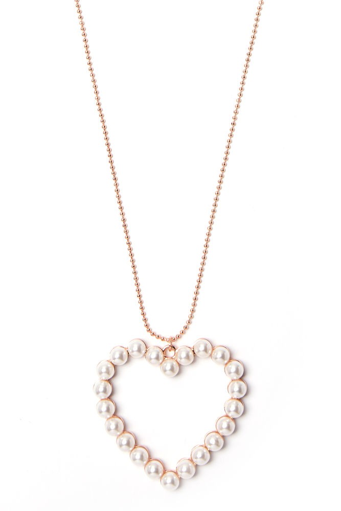Queena Faux Pearl Heart Necklace | Charming Charlie