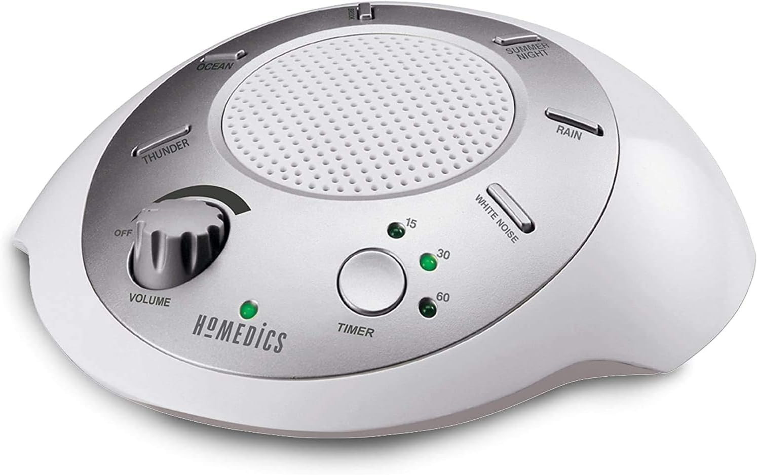 Homedics SoundSleep White Noise Sound Machine, Silver, Small Travel Size with 6 Relaxing Nature S... | Amazon (US)
