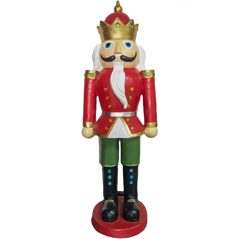 Christmas Time Nutcracker King with Crown LED Lights | Life-Sized, 60 Inch Tall Resin Christmas F... | Walmart (US)