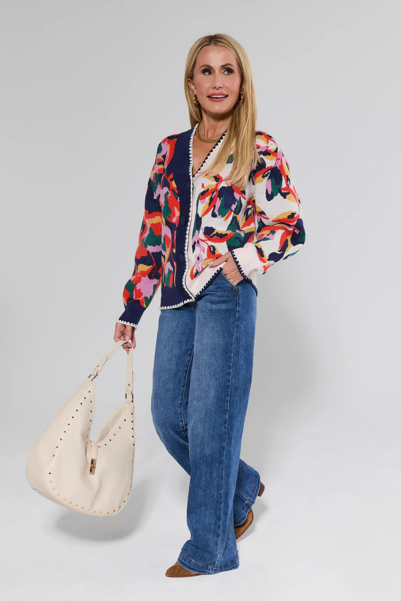 Leslie Navy Floral Cardigan | Avara