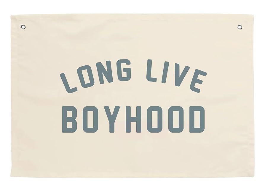 MINI ZOZI Long Live Boyhood Hanging Flag 20X30 Banners Blue Canvas Wall Decor Art Sign Boys Room ... | Amazon (US)