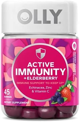 Olly Gummy Active Immunity+Elderberry, 45 Gummies (1 Pack), Berry Flavor | Amazon (US)