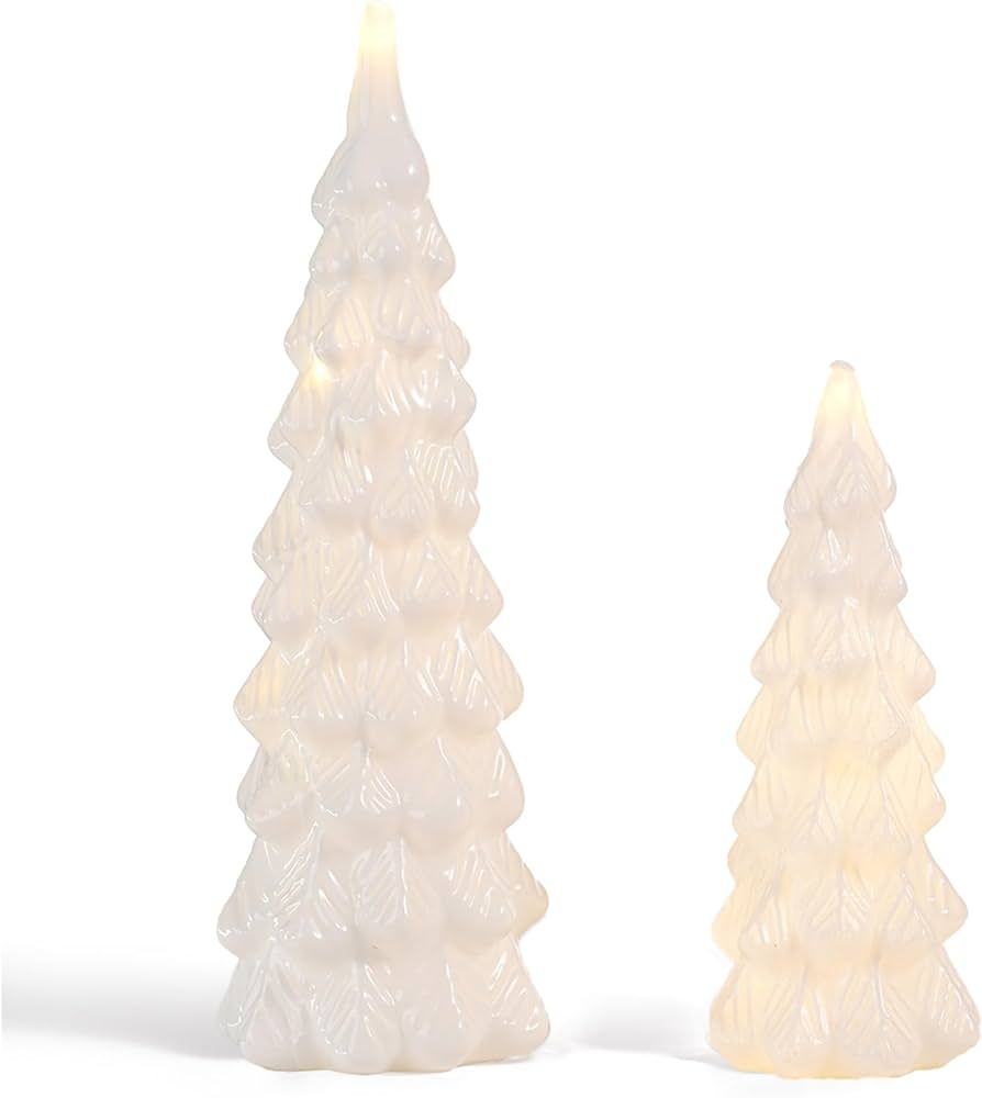 DN DECONATION Glass Lighted Christmas Tree White Glass Xmas Trees to Decorate 2Pcs Artificial Tre... | Amazon (US)