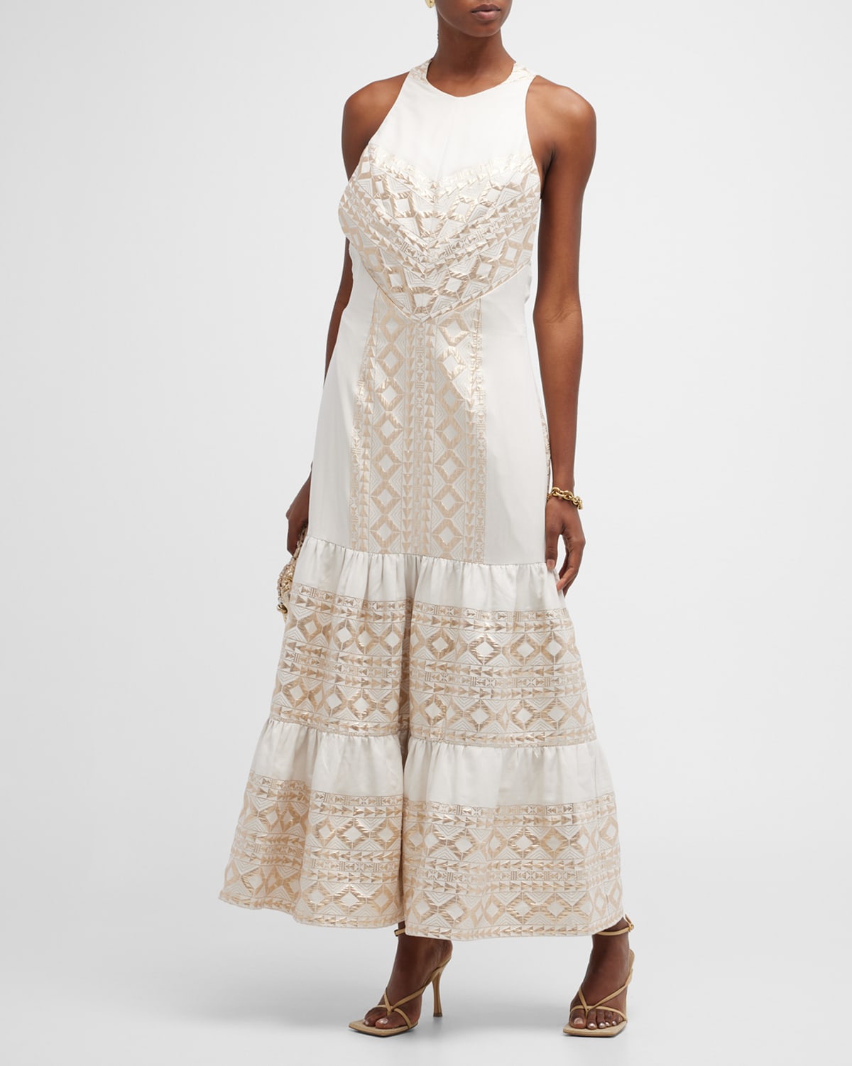 Twist-Back Geometric Jacquard Maxi Dress | Neiman Marcus