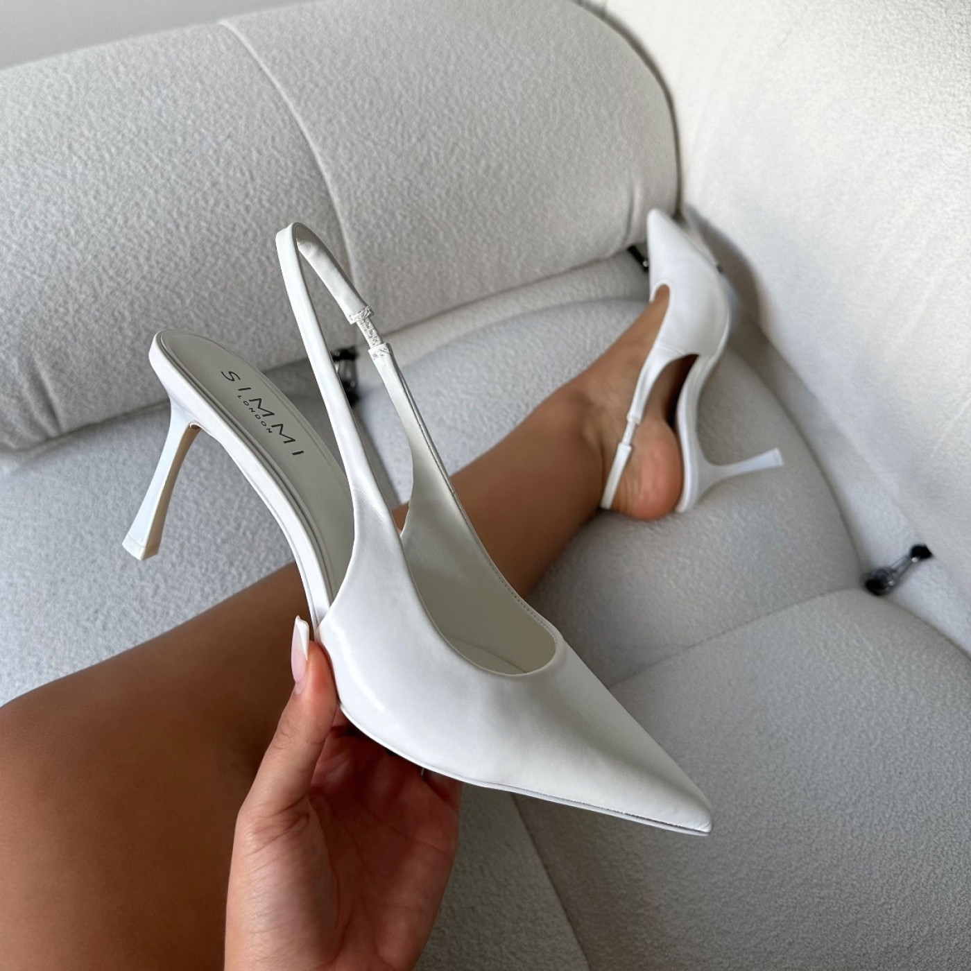 Liorra White Box Sling Back Court Shoes | Simmi Shoes