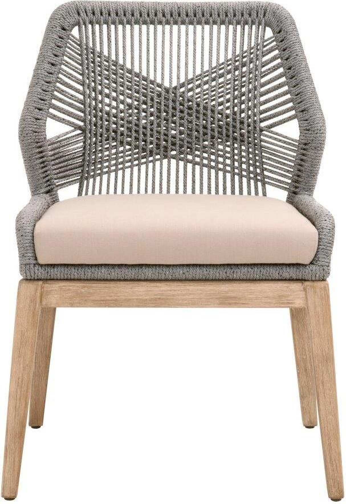 Woven Loom Dining Chair Set of 2 In Platinum and Natural Gray | 1stopbedrooms