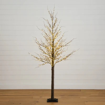 6’ Pre-Lit Artificial Twig Tree with 480 Warm White LED Lights | Nearly Natural