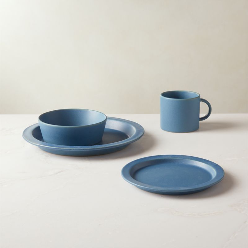 4-Piece Swoon Reactive Denim Place Setting with Soup Bowl | CB2 | CB2